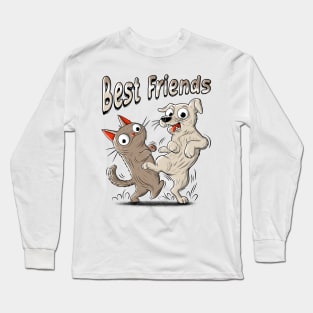 Cat and Dog Best Friends Long Sleeve T-Shirt